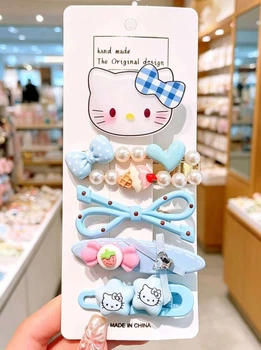 Набор детских заколок для волос "Hello Kitty" 5 шт. Голубой
