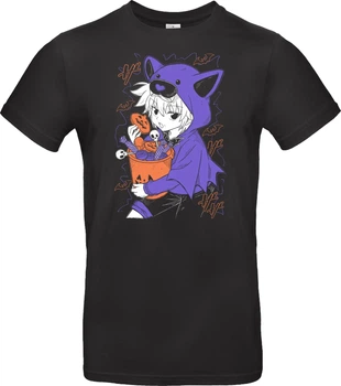 Футболка Чорний з принтом «Killua Zoldyck Halloween - Hunter x Hunter» XXL Чорний (I006020)
