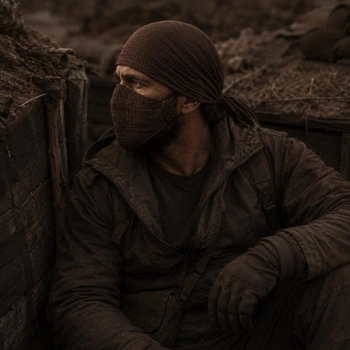 Набір тактичний Military Coyote Brown: бандана муслінова Натуральна бавовна 60×60 см + маска для обличчя двошарова 13×22 см | Тактична хустка, військова бандана, маска мілітарі