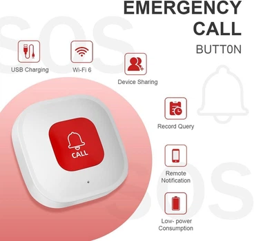 Wi-Fi SOS-кнопка виклику допомоги для літніх людей Tuya Smart Life з App-сповіщеннями
