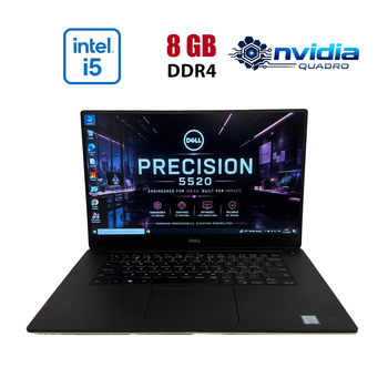 Мобильная рабочая станция Dell Precision 5520 / 15.6" (1920x1080) IPS / Intel Core i5-7300HQ (4 ядра по 2.5 - 3.5 GHz) / 8 GB DDR4 / 256 GB SSD M2 NVMe / nVidia Quadro M1200, 4 GB GDDR5, 128-bit / WebCam б/у