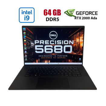 Игровой ноутбук Б-класс Dell Precision 5680 / 16" (1920x1200) IPS / Intel Core i9-13900H (14 (20) ядер по 2.6 - 5.4 GHz) / 64 GB DDR5 / 1000 GB SSD / nVidia RTX 2000 Ada Generation, 8 GB GDDR6, 128-bit / NoWebCam б/у