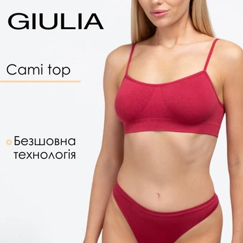 Безшовний топ на тонких бретелях Giulia CAMI TOP L/XL Bordo-winterberry, повсякденний з мікрофібри, для спорту, жіночі топи
