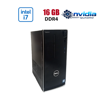 Ігровий ПК Dell Inspirion 3668 Tower / Intel Core i7-7700 (4 (8) ядра по 3.6 - 4.2 GHz) / 16 GB DDR4 / 512 GB SSD / nVidia Quadro P2200, 5 GB GDDR5X, 160-bit / Wi-Fi+Bluetooth / DVD / Win 10 Home Lic б/в