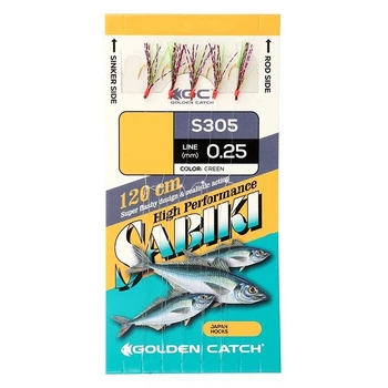 Самодур GOLDEN CATCH SABIKI S305 № 6 (5 гачків), салатовий/фіолетовий (ставрида, скумбрія, сарган,, луфарь)