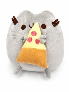 М'яка іграшка Кіт Пушин з піцою сірий 15 см - плюшевий кіт Pusheen (1024606)
