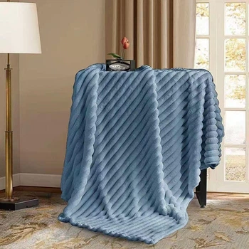 Плед-покрывало евро Colorful Home Шарпей Полоса 5 см 21631 200х230 см голубой 5257596
