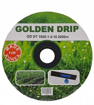 Лента Капельная 8 mil шаг 20 см бухта 2000 метров эмитерная GOLDEN DRIP для полива растений черного цвета