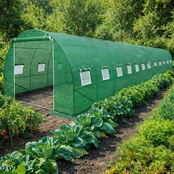 Теплиця садова 36 м² 12×3×2 м посилена 24 вікна армована плівка 140 г/м² UV-4 (29102)