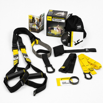 Петлі TRX EasyFit PRO 4 (P4, Pro System) (підвісні тренувальні петлі), Довжина 110-230 см, Ширина строп 3,8 см, Макс.вага 160 кг, Жовто-чорний