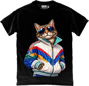 Футболка мужская TKT Import Ретро кіт черная размер XXL (TKR-LRE6P7A-XXL)