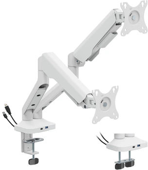Настольное крепление для двух мониторов OfficePro MA452W с пружиной 17-35" 2~12 кг White