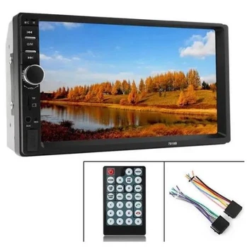 Універсальна автомагнітола 7018 7 дюймів сенсорний екран Bluetooth 5.0 MirrorLink USB SD SDHC FM Hands Free мультимедійна автомобільна магнітола HD 480x800 підтримка відео фото пульт дистанційного керування 12В