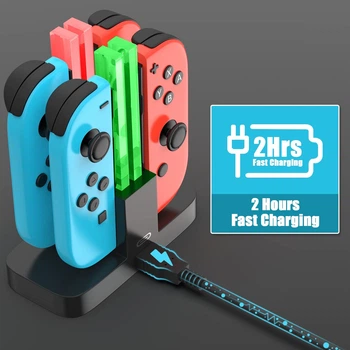 Зарядна станція Diyife 4-в-1 для Nintendo Switch Joy-Con з LED-індикацією й USB Type-C