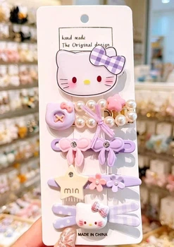 Набор детских заколок для волос "Hello Kitty" 5 шт. Фиолетовый