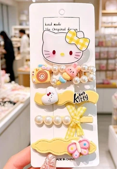 Набор детских заколок для волос "Hello Kitty" 5 шт. Жёлтый