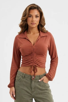 Кофта женская однотонная коричневого цвета Fashion размер 44 (216943)