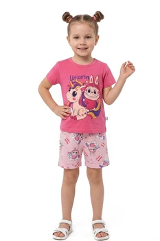 Костюм детский для девочки розового цвета с принтом KIDS рост 98 (216821)