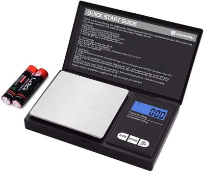 Высокоточные весы UNIWEIGH UA200 Digital Pocket Scale для взвешивания ювелирных изделий, монет, трав, порошков, лекарств, продуктов и мелких предметов, с LCD-дисплеем, функцией тары и авто-выключения