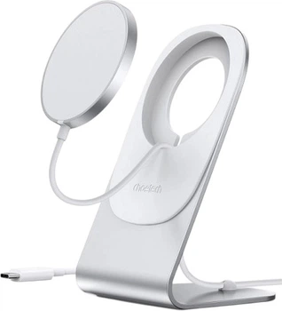 Ładowarka bezprzewodowa CHOETECH Magnetic Wireless Charger with Stand MagSafe 15W White/Silver (6971824978605)