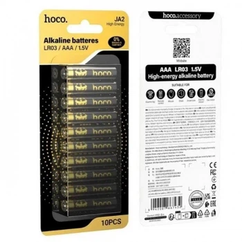 Набор мизинчиковых алкалиновых батареек HOCO JA2 High Energy Alkaline Battery AAA LR03 1.5V 10 шт Черная