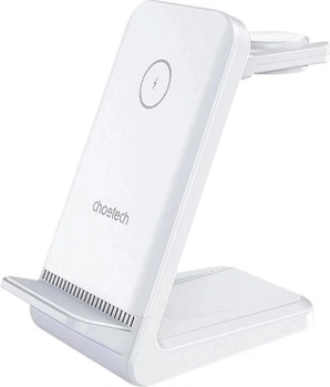Bezprzewodowa stacja ładująca CHOETECH 3-w-1 15W White (6932112105387)