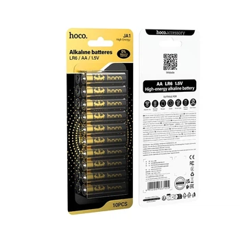 Набор пальчиковых алкалиновых батареек HOCO JA1 High Energy Alkaline Battery щелочная AA LR6 1.5V 10 шт Черная