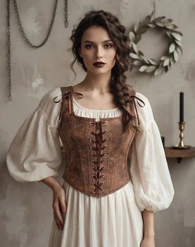 Фентезі-корсет на шнурівці для ефектного образу на Хелловін Honey Fashion Accessories S світло-коричневий (10-71)