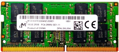 Оперативна пам'ять для ноутбука Micron 16GB DDR4 2666MHz SO-DIMM 2Rx8 (MTA16ATF2G64HZ-2G6H1) код CG-439684550