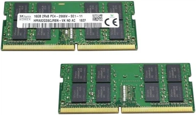 Комплект оперативної пам'яті для ноутбука SK hynix 32GB (2x16GB) DDR4 2666MHz SO-DIMM 2Rx8 (HMA82GS6CJR8N-VK)