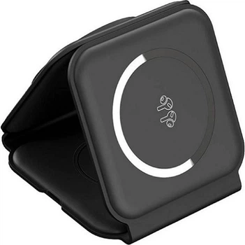Bezprzewodowa stacja ładująca CHOETECH Wireless Magnetic Charging Stand 3-w-1 15W Black (6932112104830)