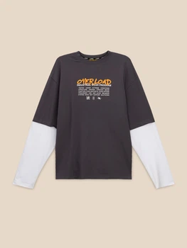 Лонгслів з принтом чоловічий LAWA P-MT02312 M Графітово-білий shop (2000999667114)