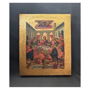 Писаная под старину икона Тайной Вечери 15×19 см