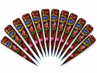 Набір натуральної хни для мехенді коричнева в конусі Organic Kajal 300 г