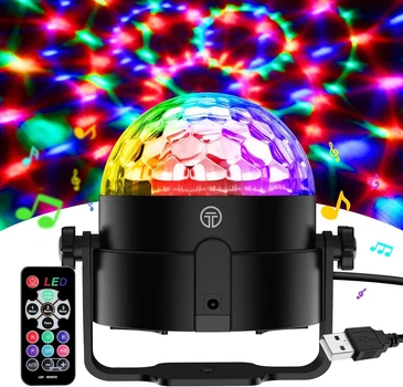 Диско-шар LED RGB с пультом и USB | Вращение 360°, музыкальная активация, 3 режима, светомузыка для вечеринок