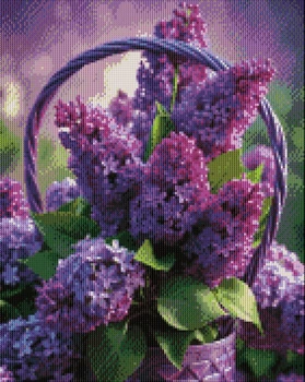 Рисование камнями Никитошка Корзина сирени (стразы AB+FD), 40 х 50 см (NJ230)
