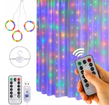 Гирлянда штора Капля росы 300 LED Color 3x3м для праздничного декора