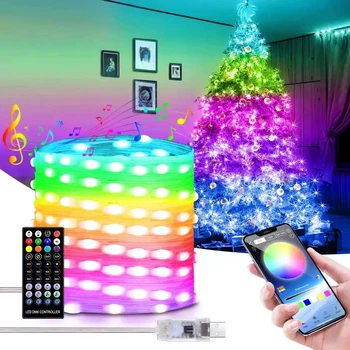 Светодиодная гирлянда 10 м Bluetooth RGB LED лента управления с телефона USB Dreamcolor уличная для дома сада