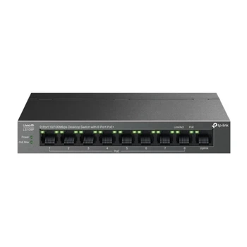 Коммутатор LiteWave LS109P, Black, 9xRJ45 (1х10/100 Mb/s, 8x10/100 Mb/s PoE+) TP-Link 000349500