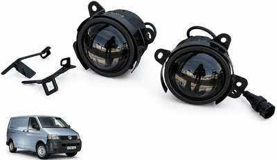 Противотуманные фары Volkswagen Transporter T5 2003–2009 — линзованные, управление с телефона