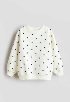Світшот утеплений на дівчинку в горох H&M 110-116 см молочний