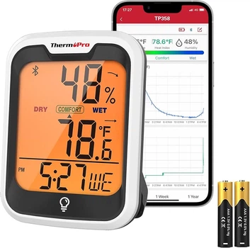 Цифровой термометр-гигрометр ThermoPro с Bluetooth, датчик температуры и влажности, радиус 80 м