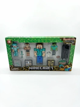 Набор фигурок Minecraft 5 героев, 4 блока, 3 аксессуара Модельки Майнкрафт Стив (6490)