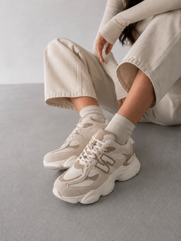 Кроссовки в стиле New Balance 9060, натуральная замша Женские Bashili Бежевый 38 (23,5 см) Код: H6628 beige