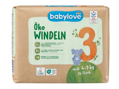 Подгузники Babylove Nature 3 (4-9 кг) 36 шт