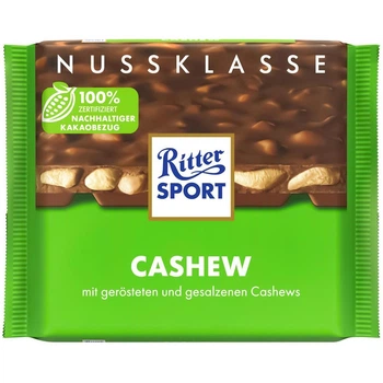 Шоколад молочный Ritter Sport с обжаренным и соленым кешью 100 г