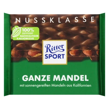 Шоколад молочный Ritter Sport Ganze Mandel с целым миндалем 100 г