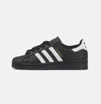 Женские кроссовки с вишивкой Adidas Superstar черные 39