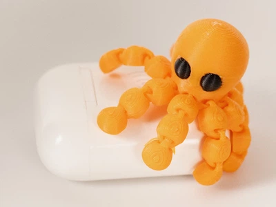 Брелок для ключей подвижный Flexi Octopus Осьминог 3D-печать антистресс желтый