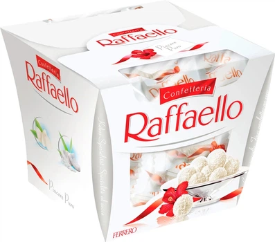 Цукерки Raffaello в кокосовій стружці з цілим мигдальним горіхом 150 г (8000500023976)